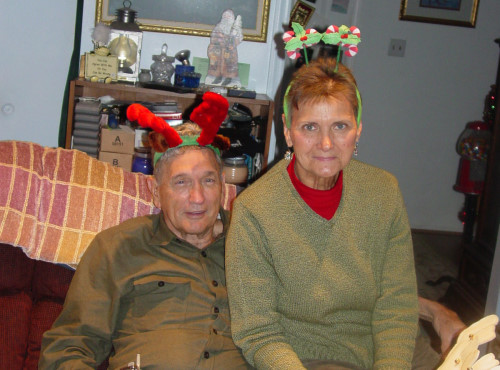 Don and Gay wearing Antlers